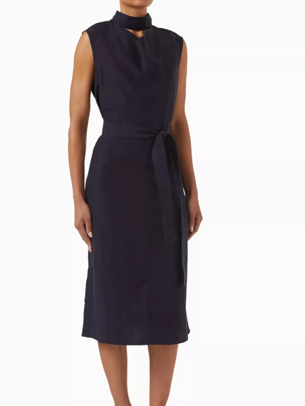 COS Sleeveless Cowl Neck Dark Navy Midi Shift Dress